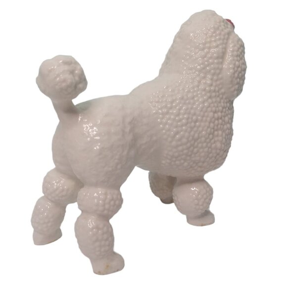 Vintage MCM French Poodle Figurine Ceramic Marked 98 White Red Bow READ - Picture 6 of 12